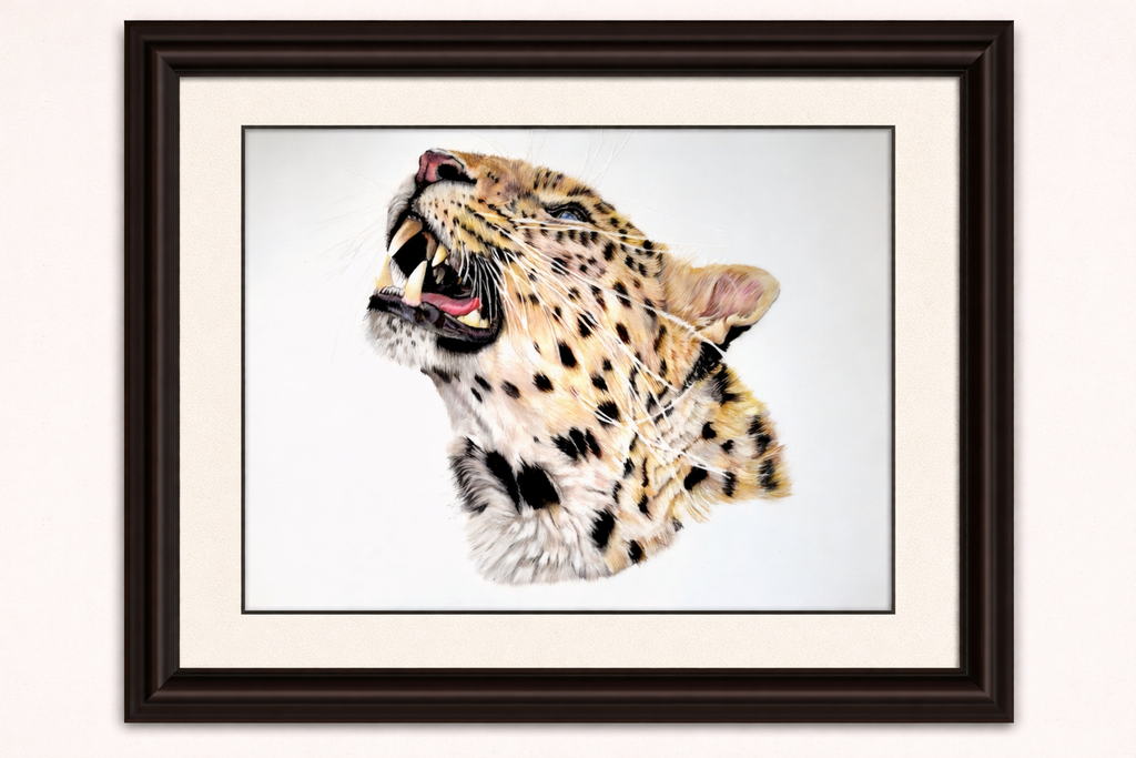 "Defiance" — Original Amur Leopard Coloured Pencil Illustration Hand and Heart Art Studio