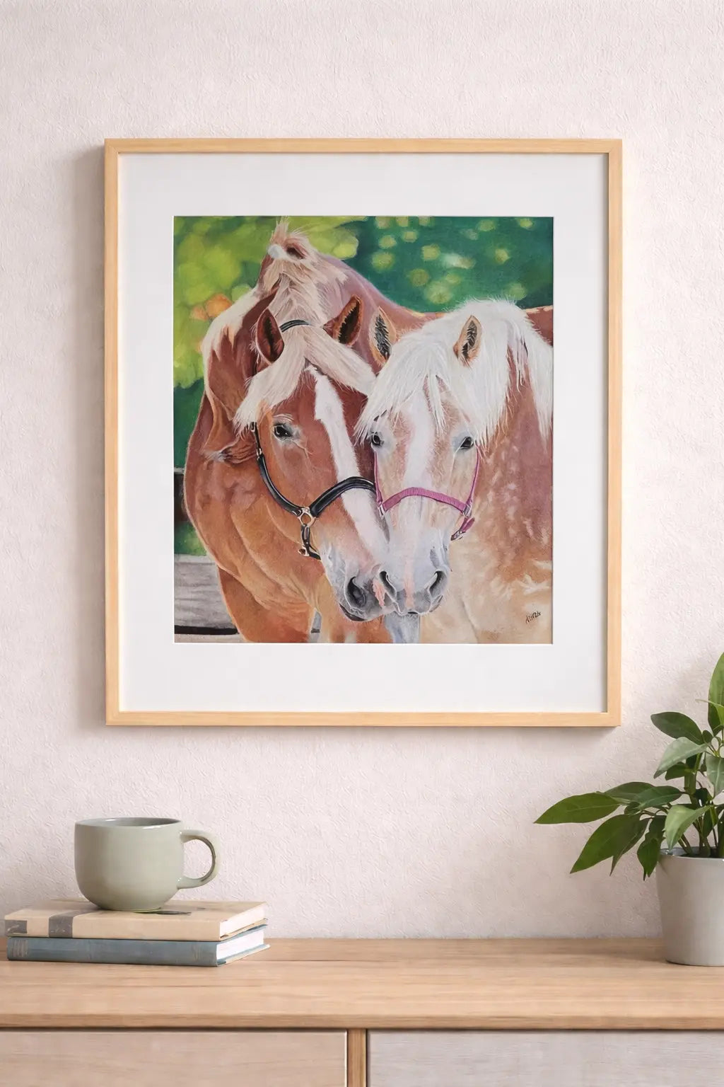 Big John & Stardust: Rescued Horses Art Print - 100% Proceeds to Horse Rescue-Coloured Pencil Illustration Hand and Heart Art Studio