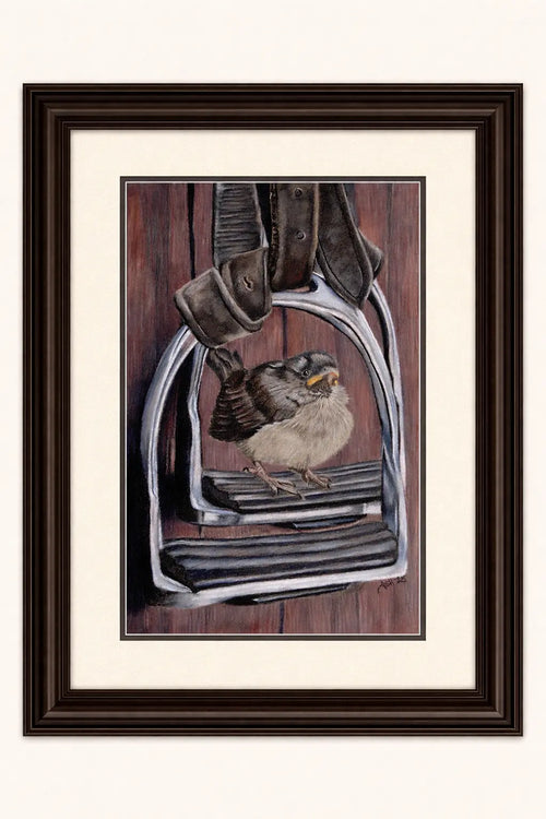 Chirrup Art Print-Hand Drawn Coloured Pencil Illustration Hand and Heart Art Studio