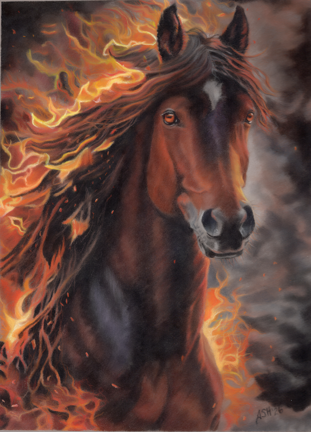 Fire Horse Art Print – Hand Drawn Illustration