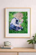 Girl in the Daffodils Art Print-Coloured Pencil Hand Drawn Illustration Hand and Heart Art Studio