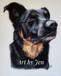Custom Pet Portrait Commission - Hand Drawn Coloured Pencil Art Hand and Heart Art Studio