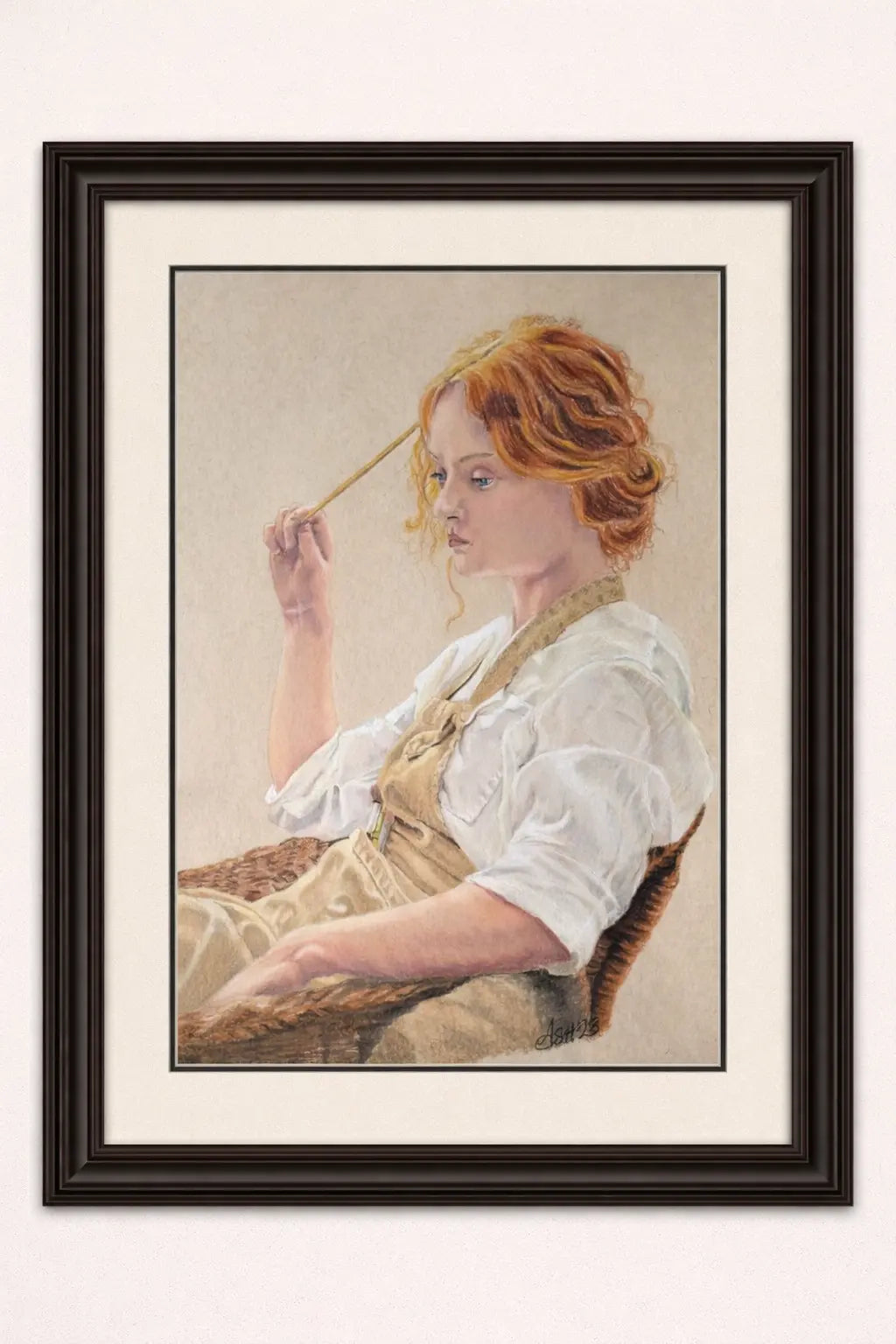 Contemplating Art Print-Hand Drawn Coloured Pencil Illustration Hand and Heart Art Studio