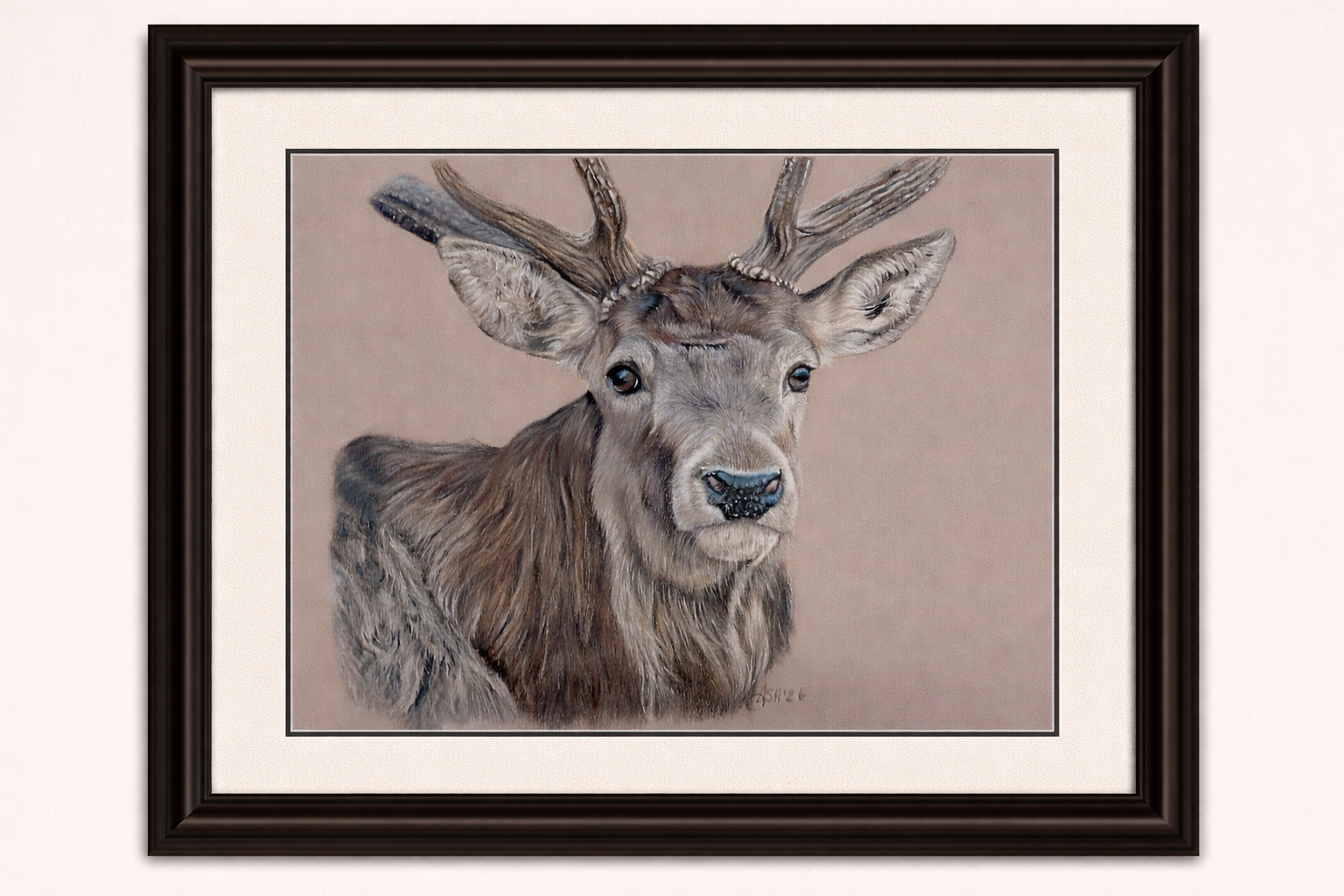 The Stag Art Print| Hand-Drawn Coloured Pencil Illustration Hand and Heart Art Studio