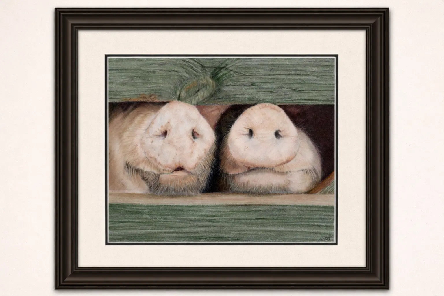 Cute Pigs Art Print - Hand Drawn Farm Life Illustration Hand and Heart Art Studio